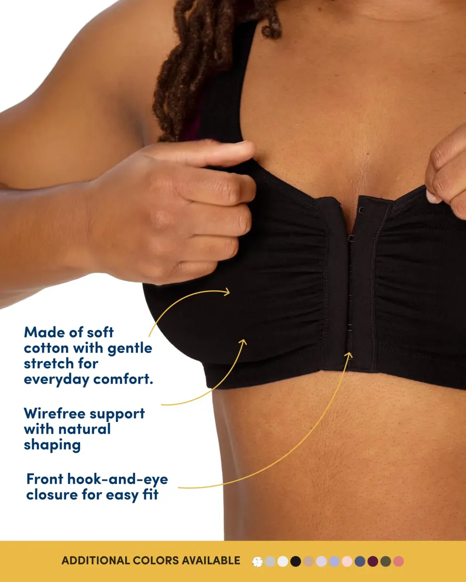 Fruit of the Loom Women's Front-Close Cotton Sports Bra Multi-Pack | Low-Medium Impact, Wire-Free, Full Coverage (2-Pack, Size 46) - view 4