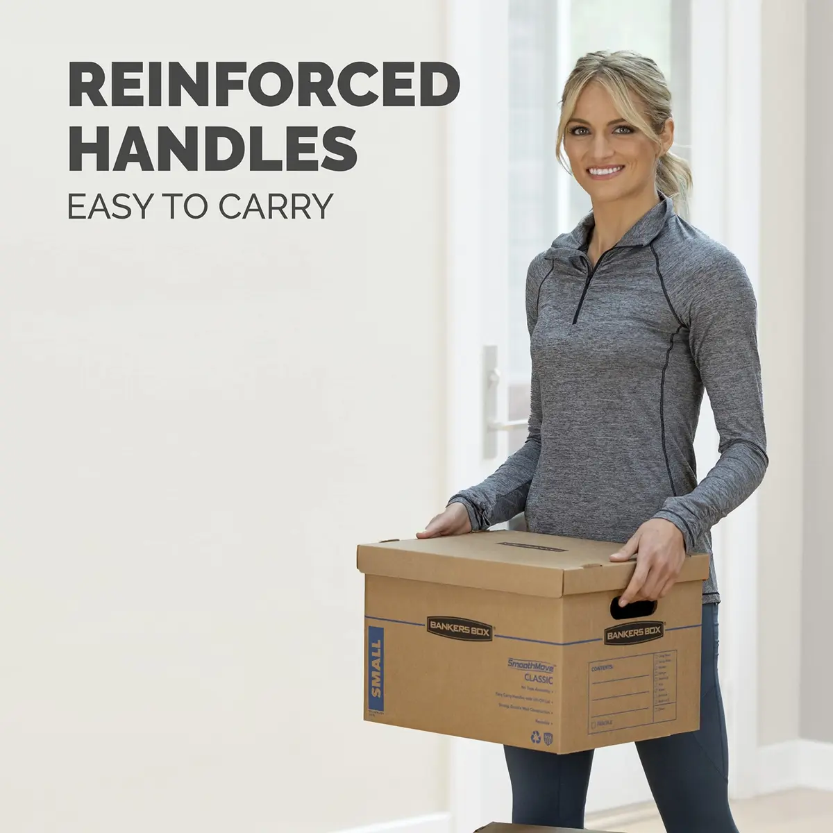 Bankers Box 10-Pack Small Classic Moving Boxes with Reinforced Handles | Tape-Free, Durable, Recyclable - view 6