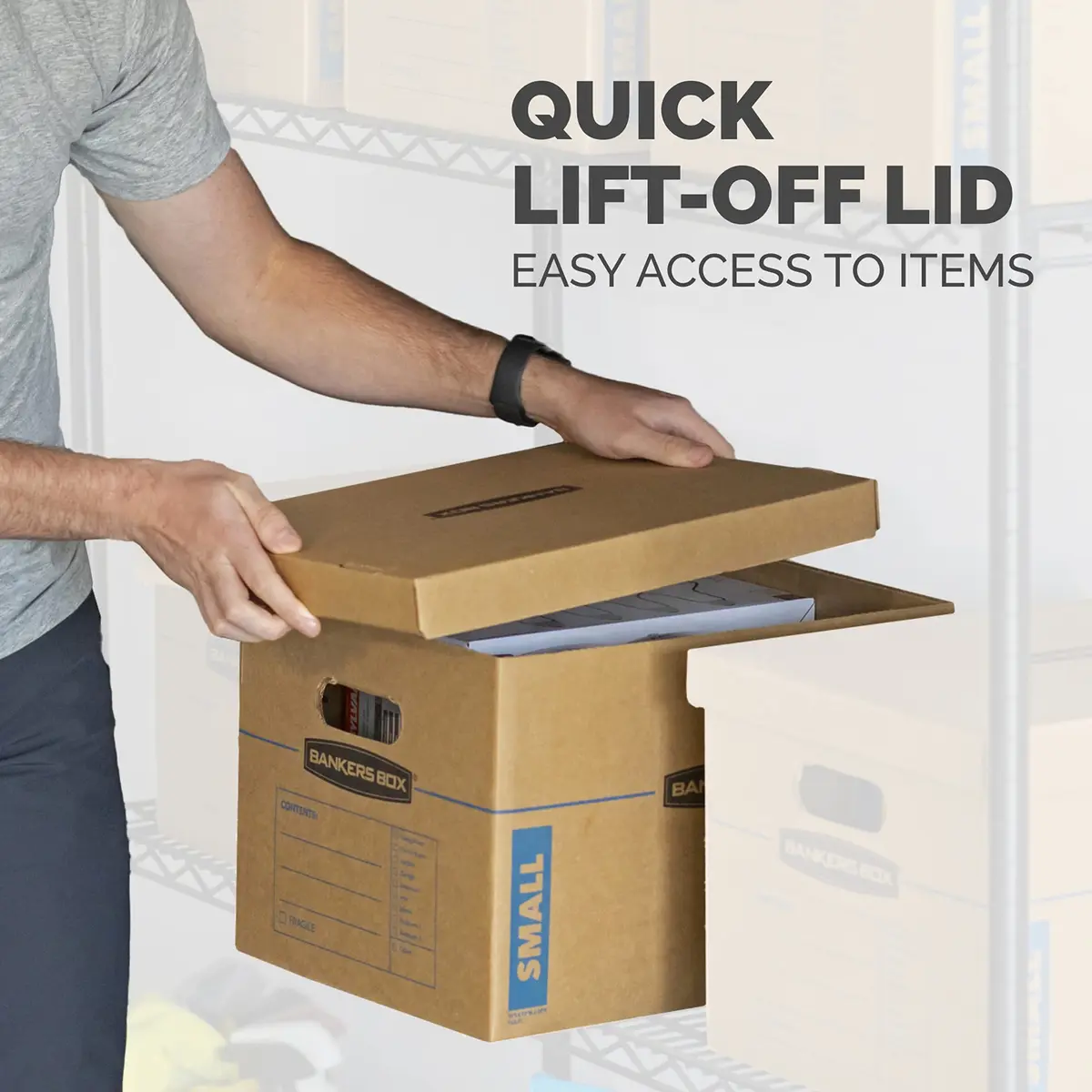 Bankers Box 10-Pack Small Classic Moving Boxes with Reinforced Handles | Tape-Free, Durable, Recyclable - view 7
