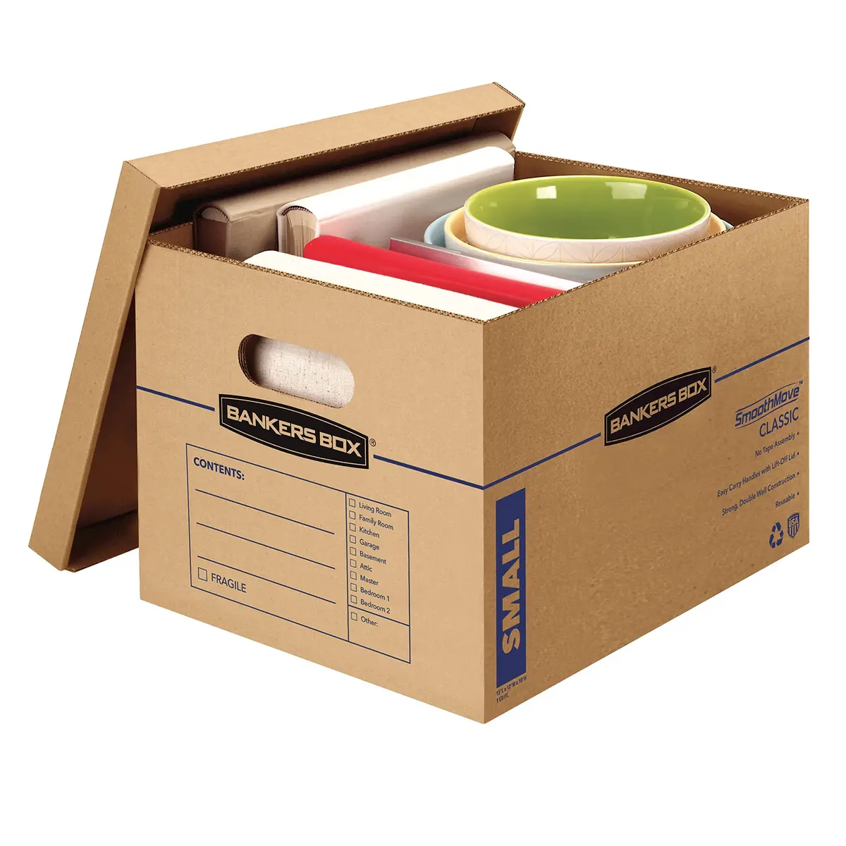 Bankers Box 10-Pack Small Classic Moving Boxes with Reinforced Handles | Tape-Free, Durable, Recyclable - view 2
