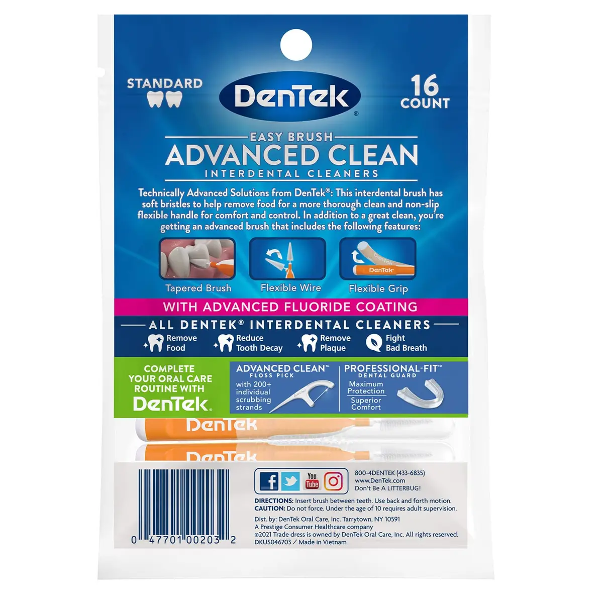 DenTek Easy Brush Interdental Cleaners 16 Count (Pack of 3) | Plaque Control & Oral Hygiene - view 9