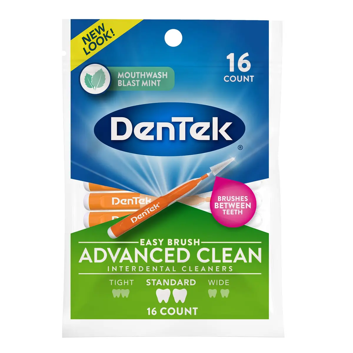 DenTek Easy Brush Interdental Cleaners 16 Count (Pack of 3) | Plaque Control & Oral Hygiene - view 2