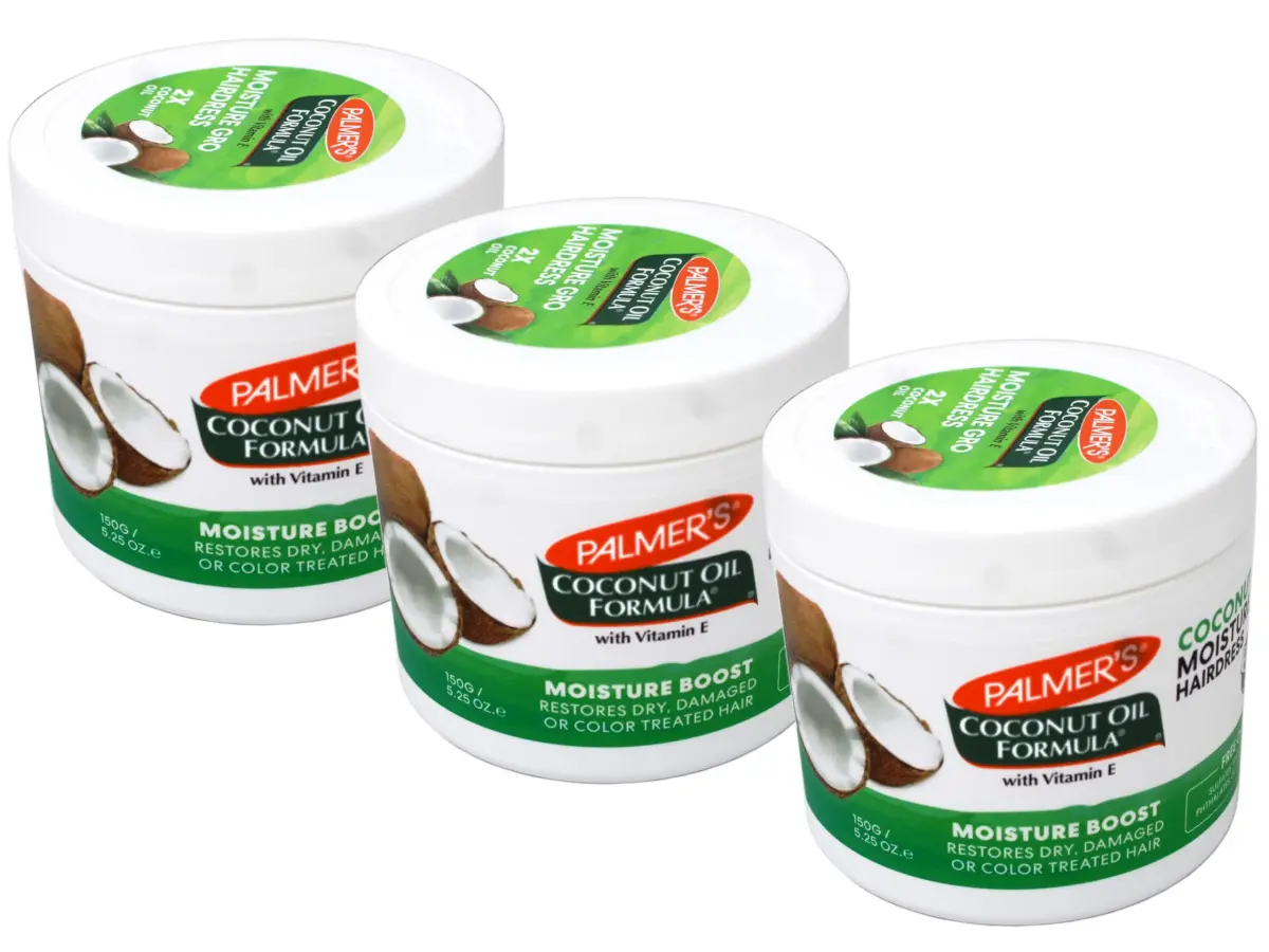Palmer's Coconut Oil Moisture Gro Hairdress Jar 155ml (5.25 oz) (Pack of 3) | Deep Moisture for Dry, Damaged, Curly, Frizzy Hair - main product image