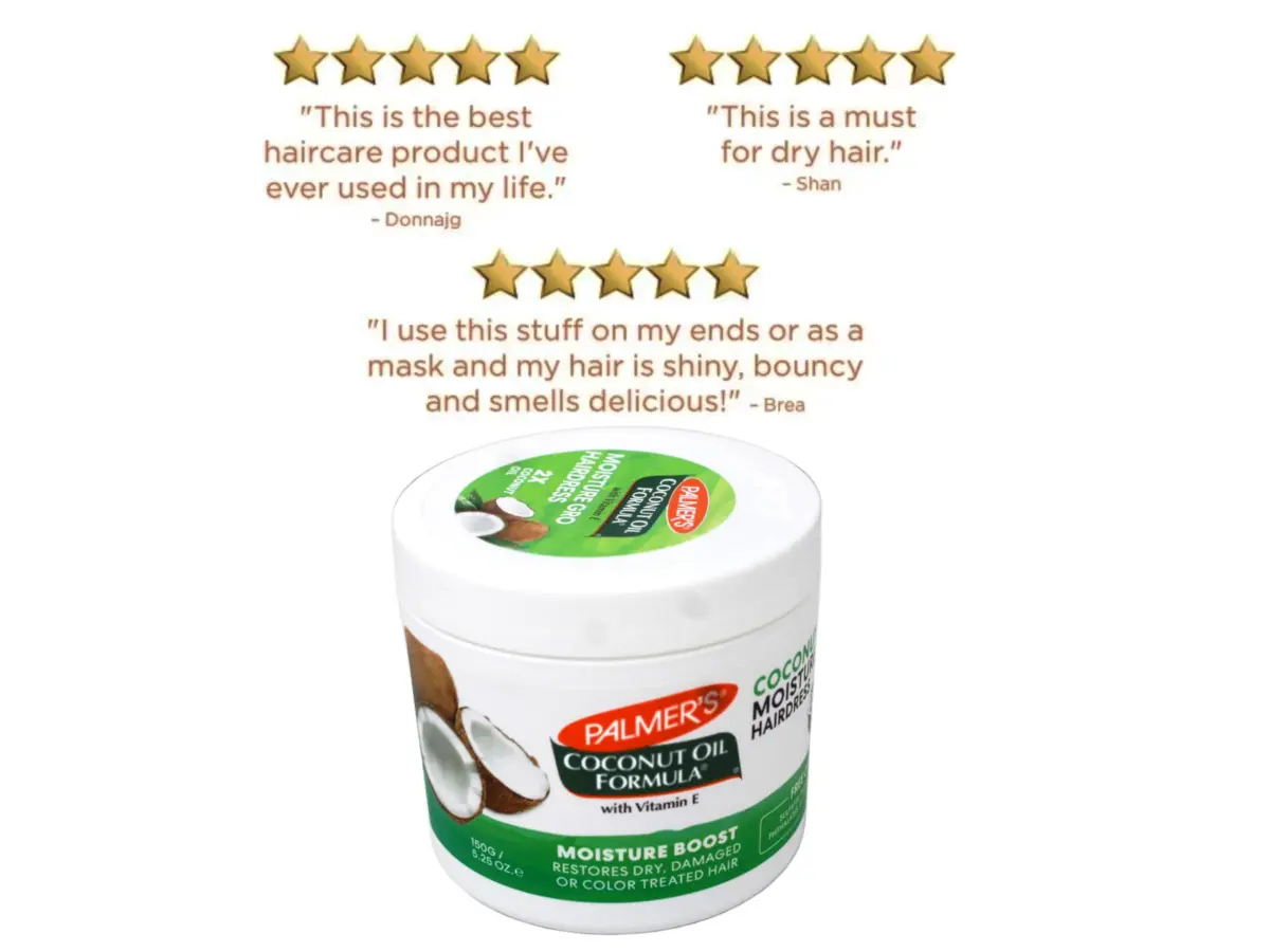 Palmer's Coconut Oil Moisture Gro Hairdress Jar 155ml (5.25 oz) (Pack of 3) | Deep Moisture for Dry, Damaged, Curly, Frizzy Hair - view 6