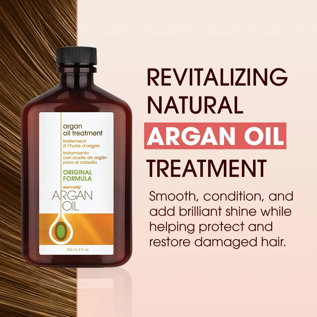 One 'N Only Argan Oil Hair Treatment 236ml (8 Fl Oz) | Lightweight Hydrating Oil for Shine, Heat Protection & Frizz Control - view 3