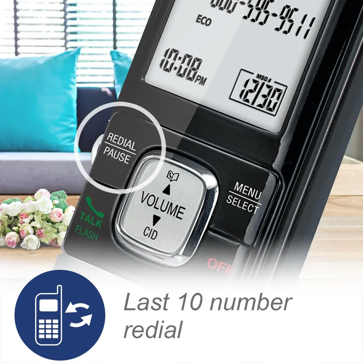 VTech CS6719 DECT 6.0 Cordless Phone with Caller ID/Call Waiting, 1 Handset Silver/Black | Full Duplex Speakerphone - view 5