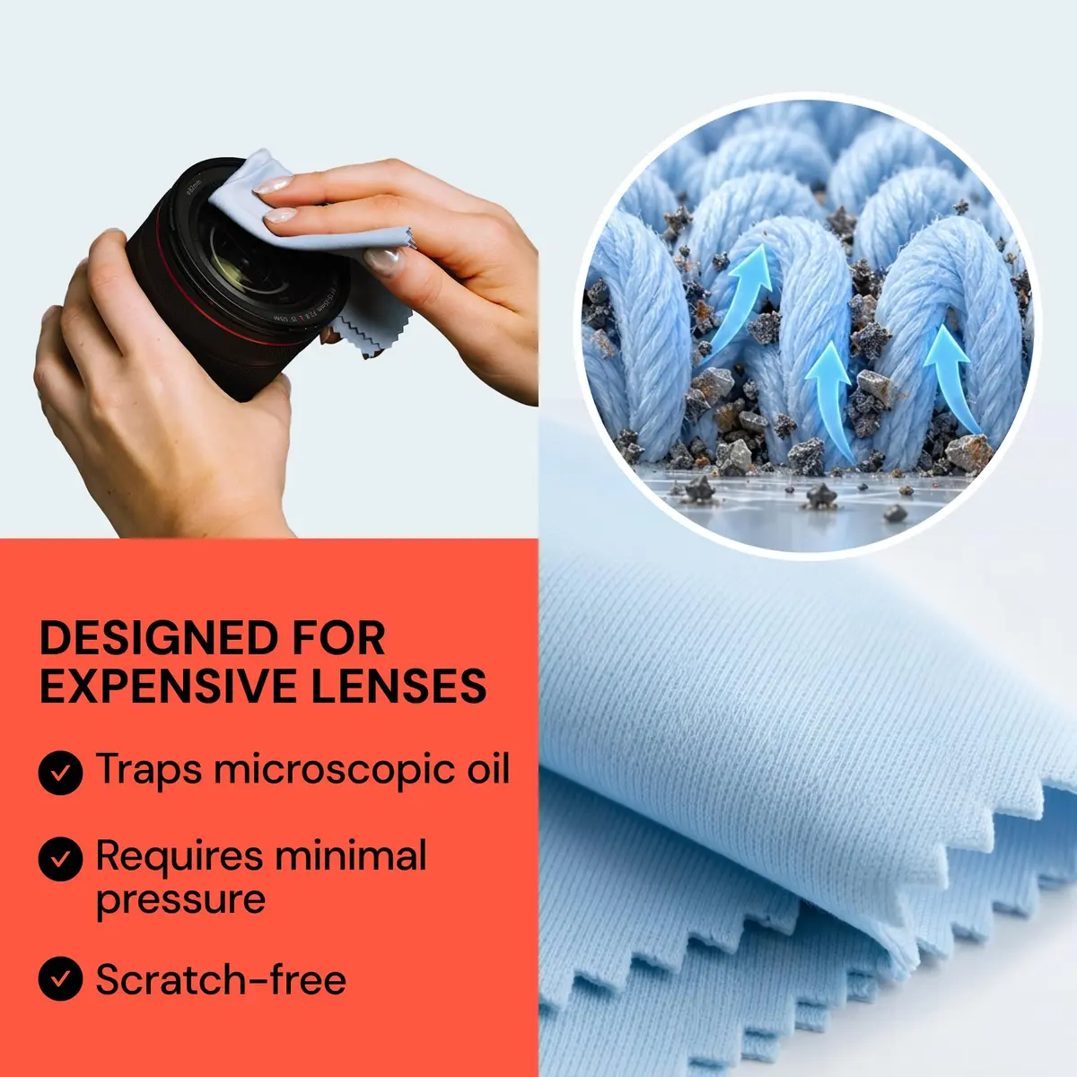 Elite Tech Gear Microfiber Eyeglass Cleaning Cloth, Blue, 6x7 & 12x12, Pack of 6 | Streak-Free, Safe for Coated Lenses - view 4