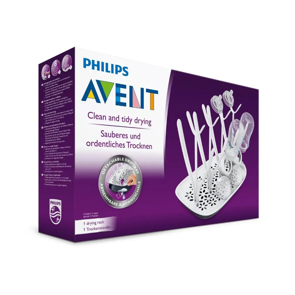 Philips Avent Baby Bottle Drying Rack, White | Fits 8 Bottles & Accessories, Adjustable Design, Detachable Drip Tray - view 2