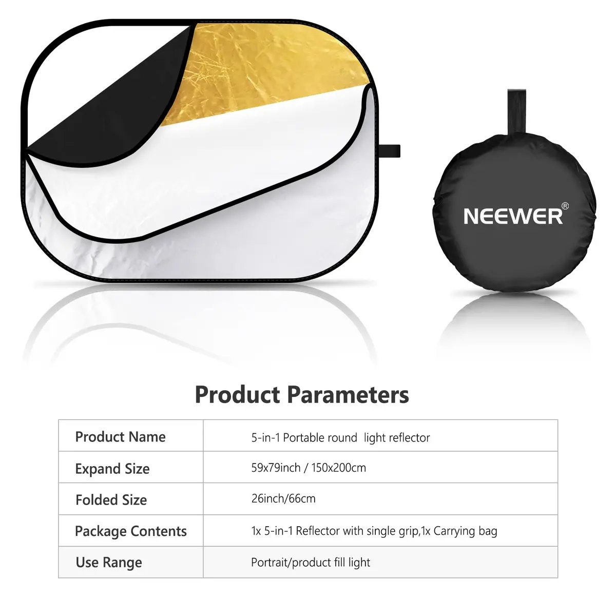 NEEWER 59"x79"/150x200cm Light Reflectors for Photography, Portable 5 in 1 - view 8
