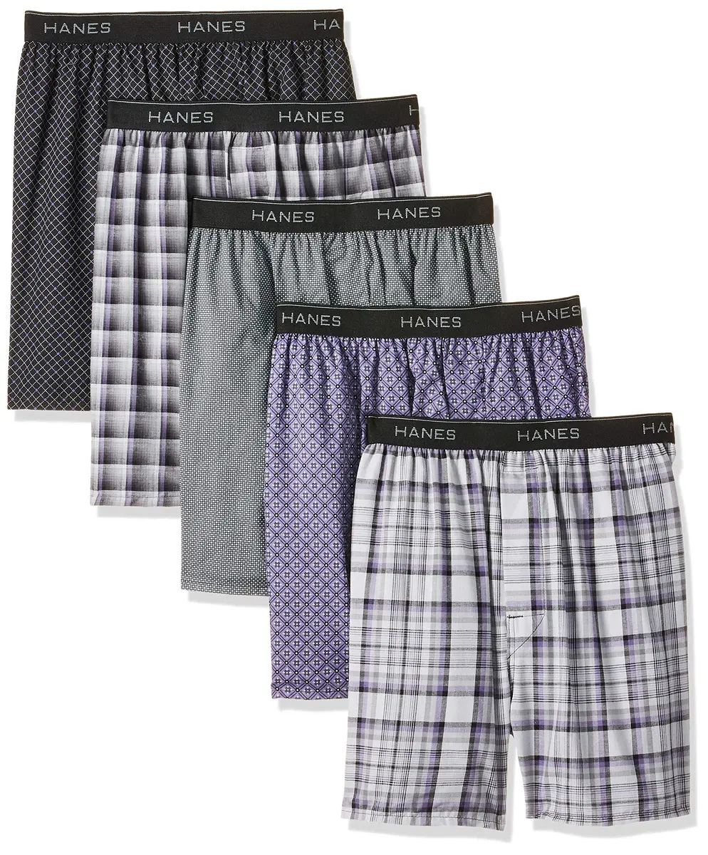 Hanes Men Tagless Boxers with Exposed Waistband 5 Pack | Comfortable Cotton-Poly Blend - main product image