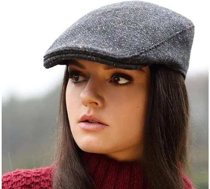 Hanna Hats Gray Hat | Irish Wool Touring Cap with Satin Lining (X-Large) - view 6