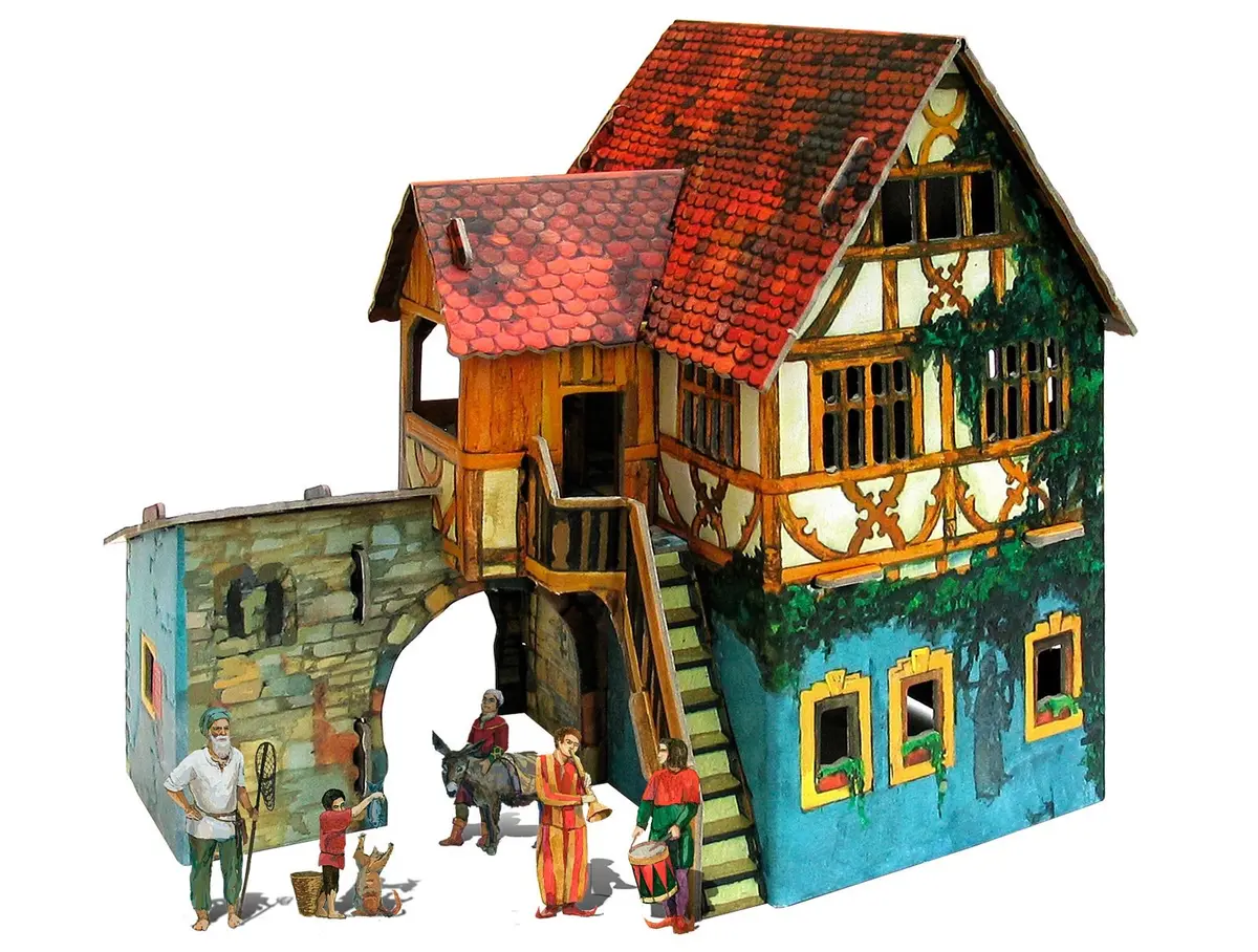 UMBUM Sailor's House with Figures 3D Puzzle | Historically Accurate Medieval City Building - view 2