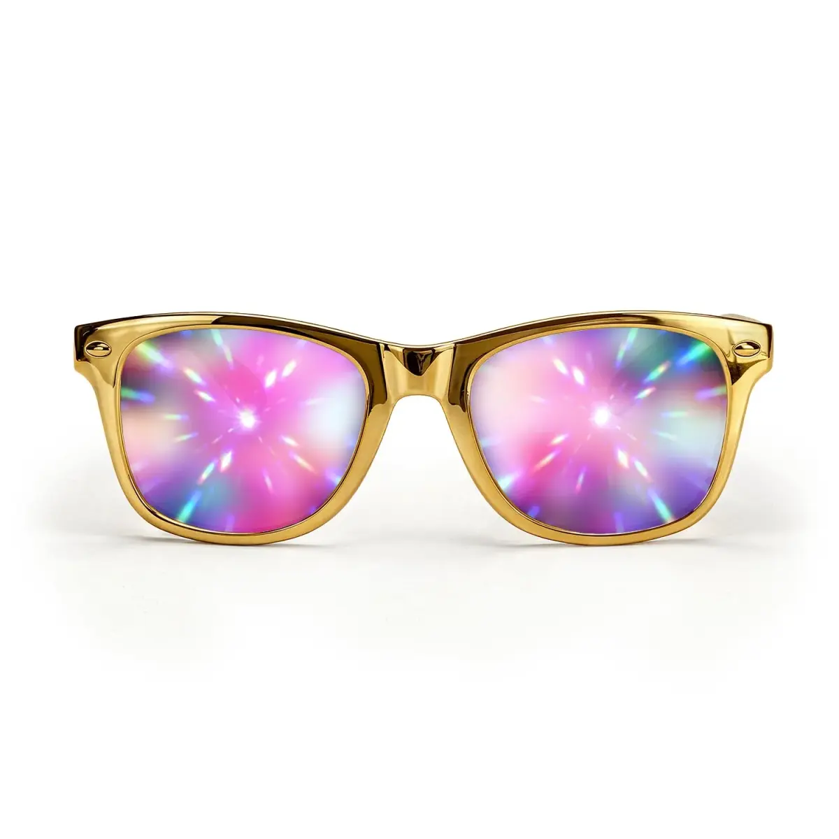 GloFX Ultimate Diffraction Glasses - Gold - 3D Prism Rainbow Effect - Great Edm, Festival, Concert, Fireworks, Christmas Lights, and Rave Accessory - Gold Frames - main product image