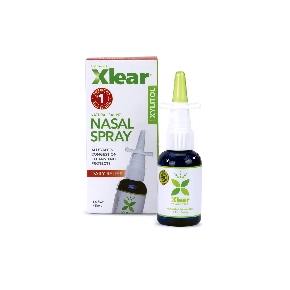 Xlear Natural Nasal Spray with Xylitol, 1.5 fl oz (44ml) (2-Pack) | Cleanses & Moisturizes Nasal Passages - main product image