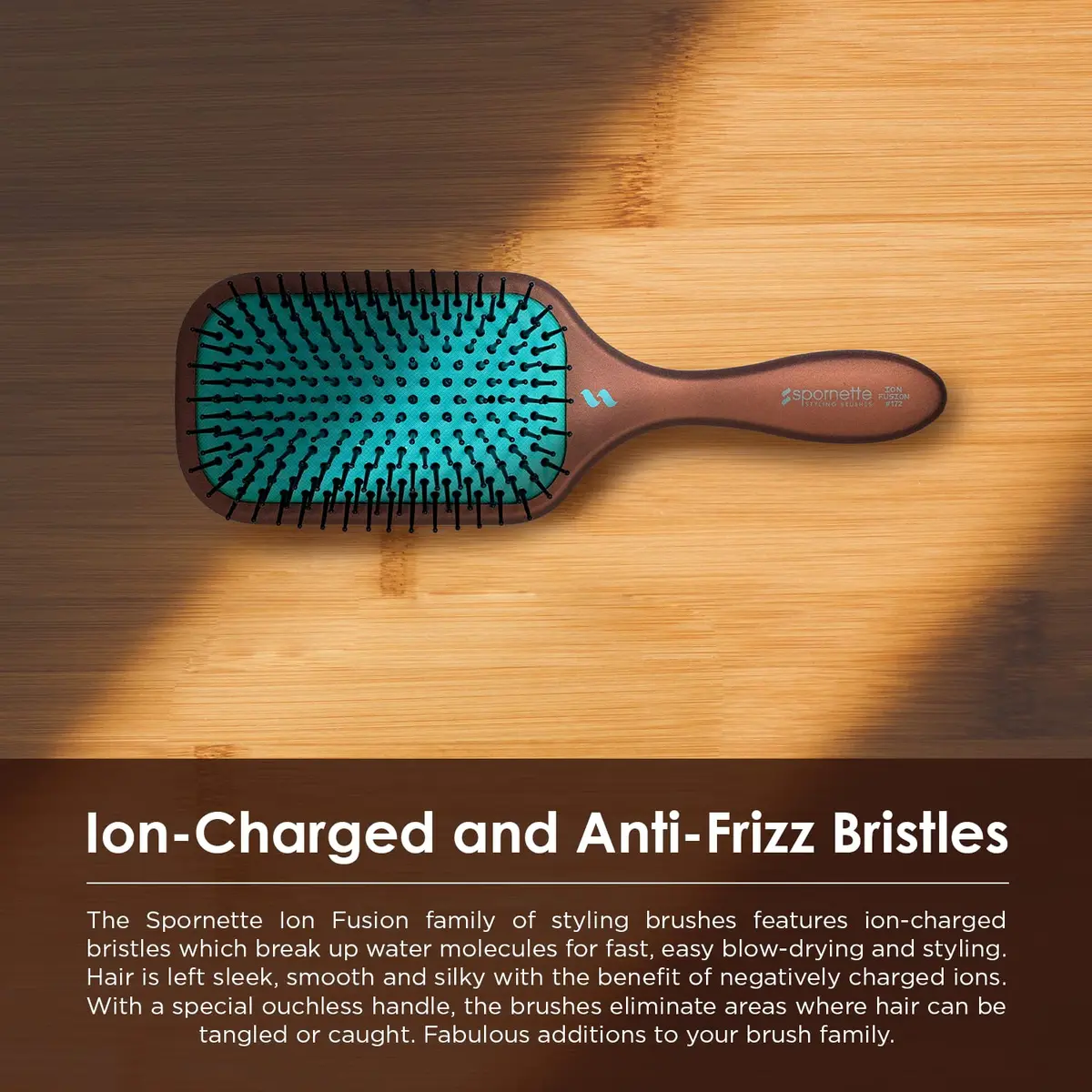SPORNETTE Ion Fusion Paddle Hair Brush, Ionic Nylon Bristles - For Detangling, Straightening & Smoothing, Medium to Long Hair - All Hair Types For Men, Women and Children | Ionic Nylon Bristles - view 5