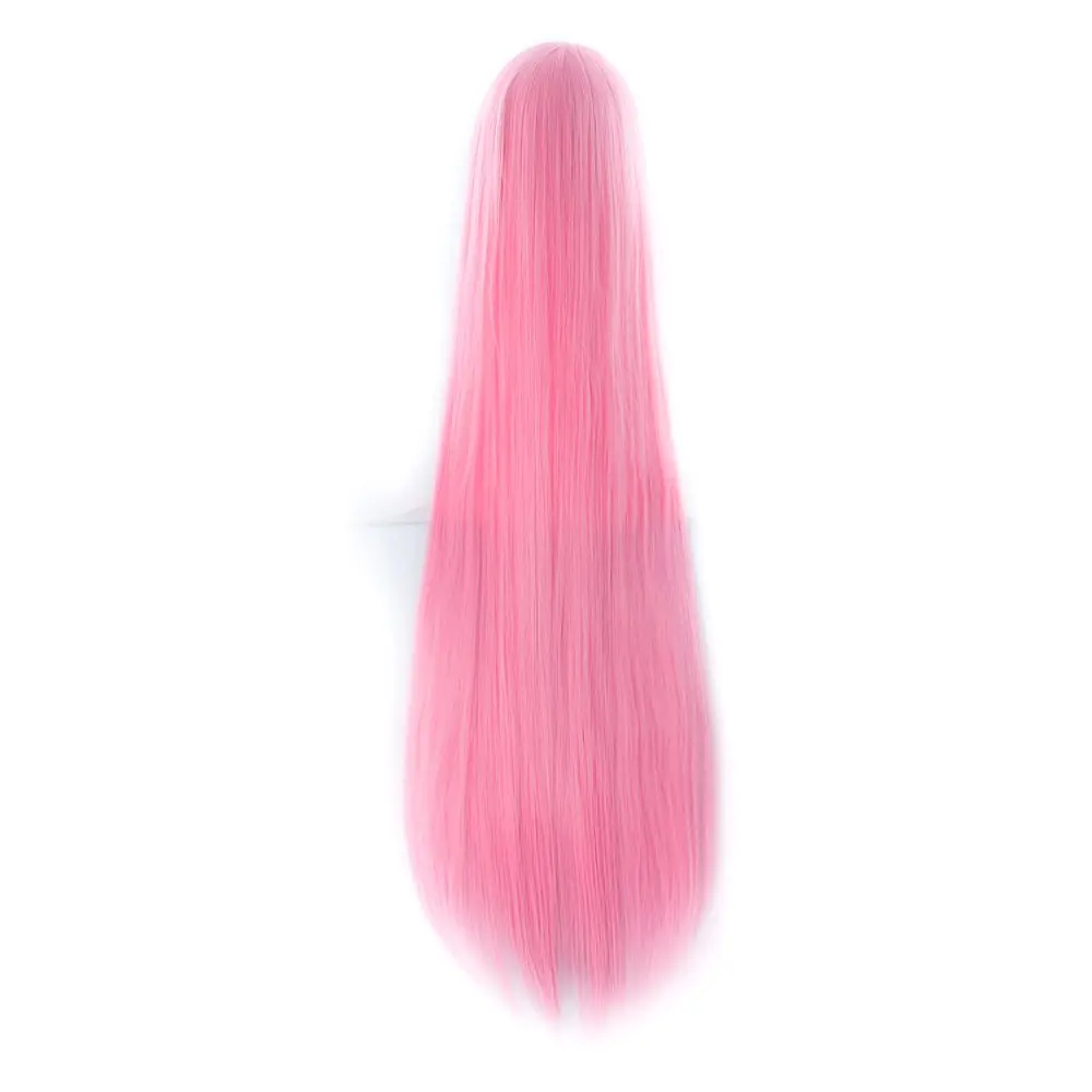 MapofBeauty Light Pink Anime Long Straight Wig 100cm (40 Inch) | Oblique Bangs Cosplay Hair - view 3