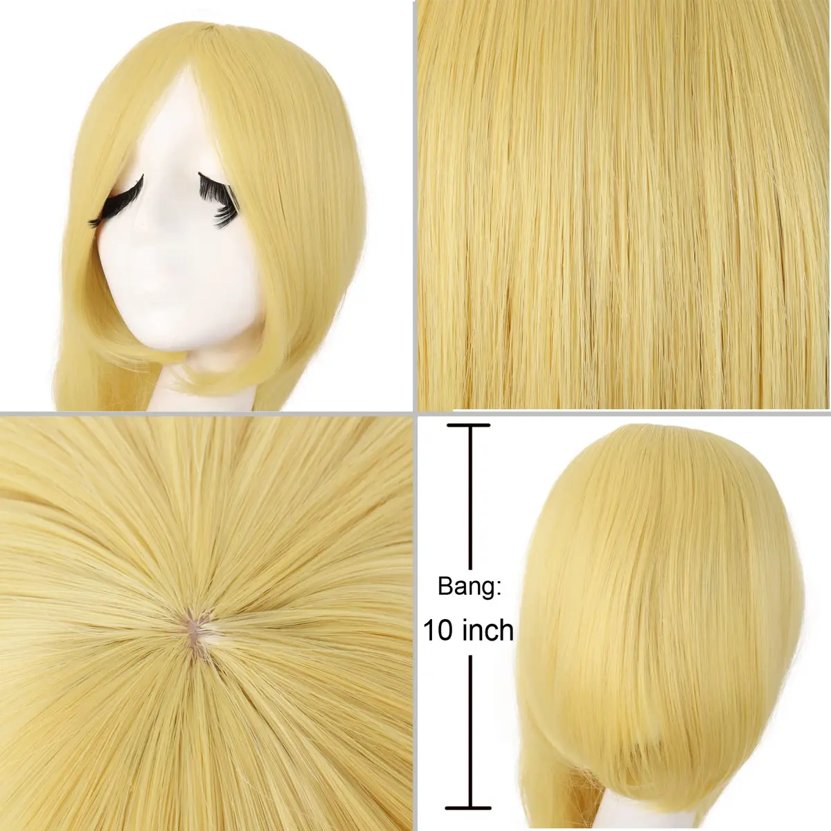 MapofBeauty 40 Inch Oblique Bangs Anime Long Straight Wig, Blonde | High Temp Fiber, Adjustable Cap - view 5