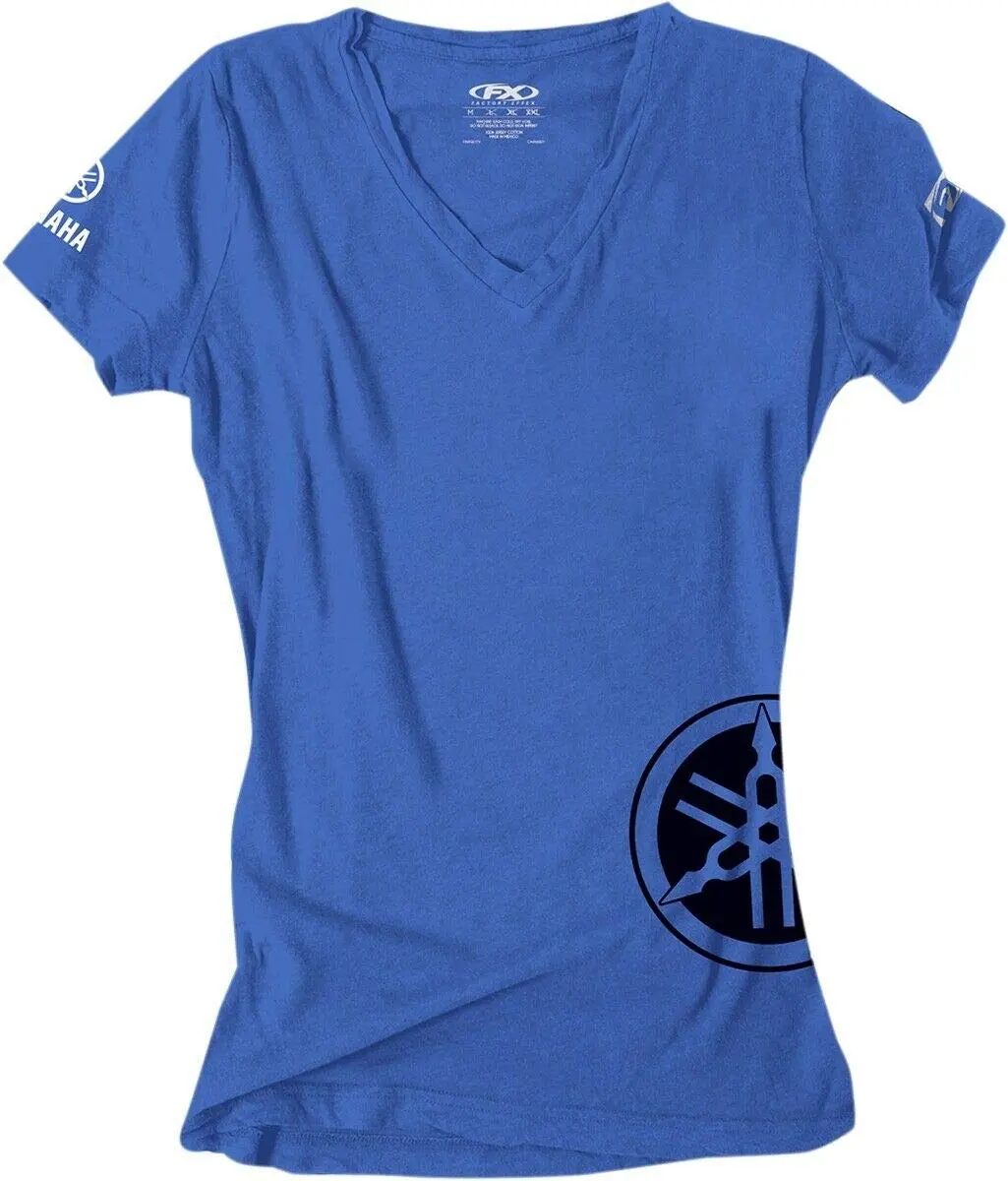 Factory Effex Women's 'YAMAHA' T-Shirt Medium | Royal Blue, V-Neck, Cotton - main product image