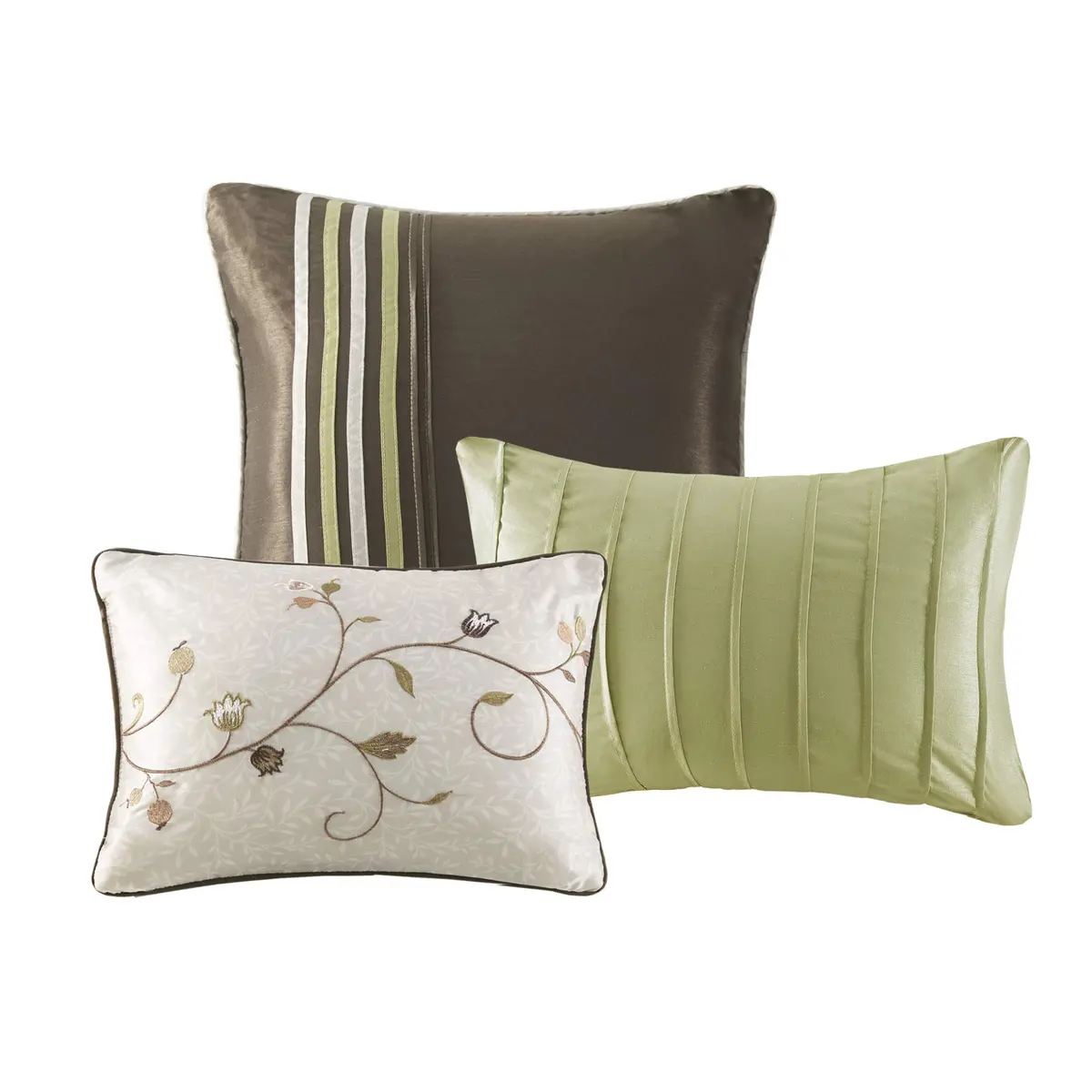 Madison Park Faux Silk Floral Embroidered Comforter Set, 7PC Queen | Elegant Floral Design with Soft Shine - view 5