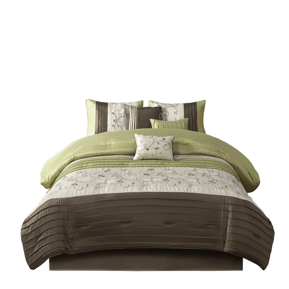 Madison Park Comforter Set King | Floral Faux Silk Embroidered 7PC | All Season - view 9