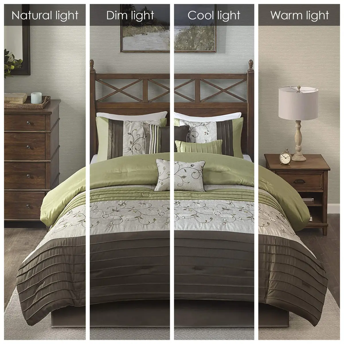 Madison Park Comforter Set King | Floral Faux Silk Embroidered 7PC | All Season - view 2