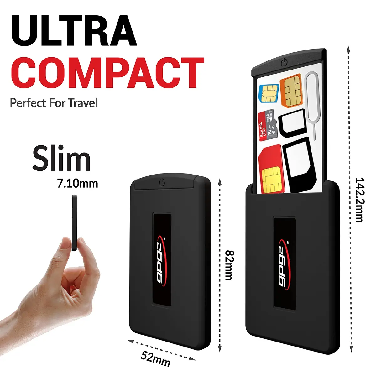 GPG2 SIM Card & Micro SD Organizer Case 3.2" x 2" | Secure Travel Storage (120 chars) - view 5