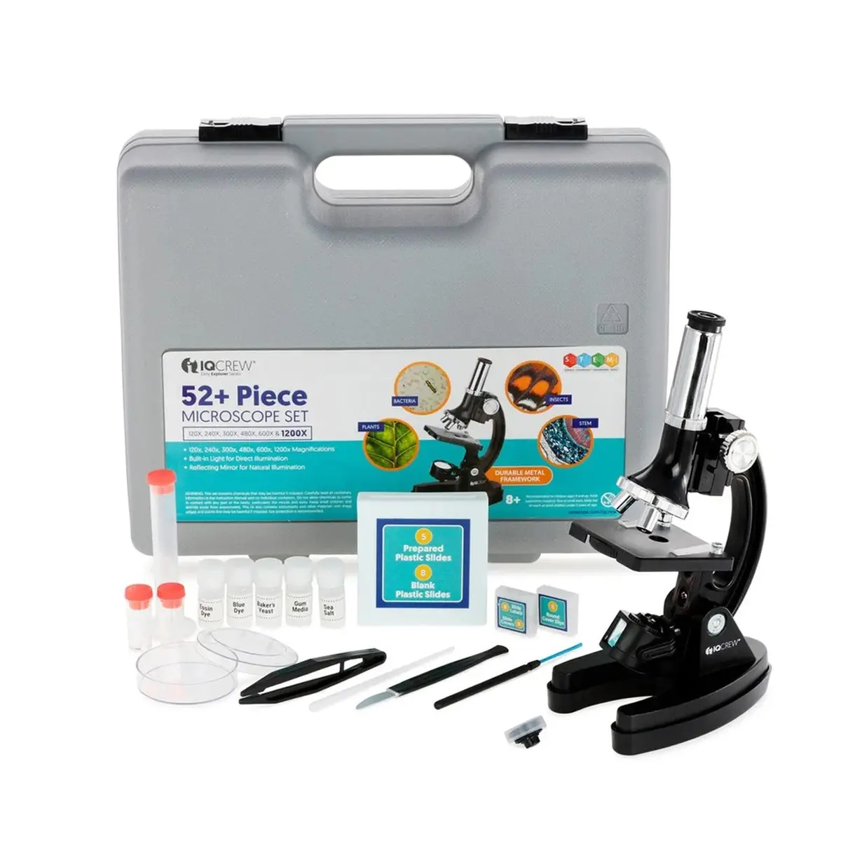 AmScope M30-ABS-KT51 STEM Microscope Kit, Monocular, Black | 120X to 1200X Magnification for Kids - main product image