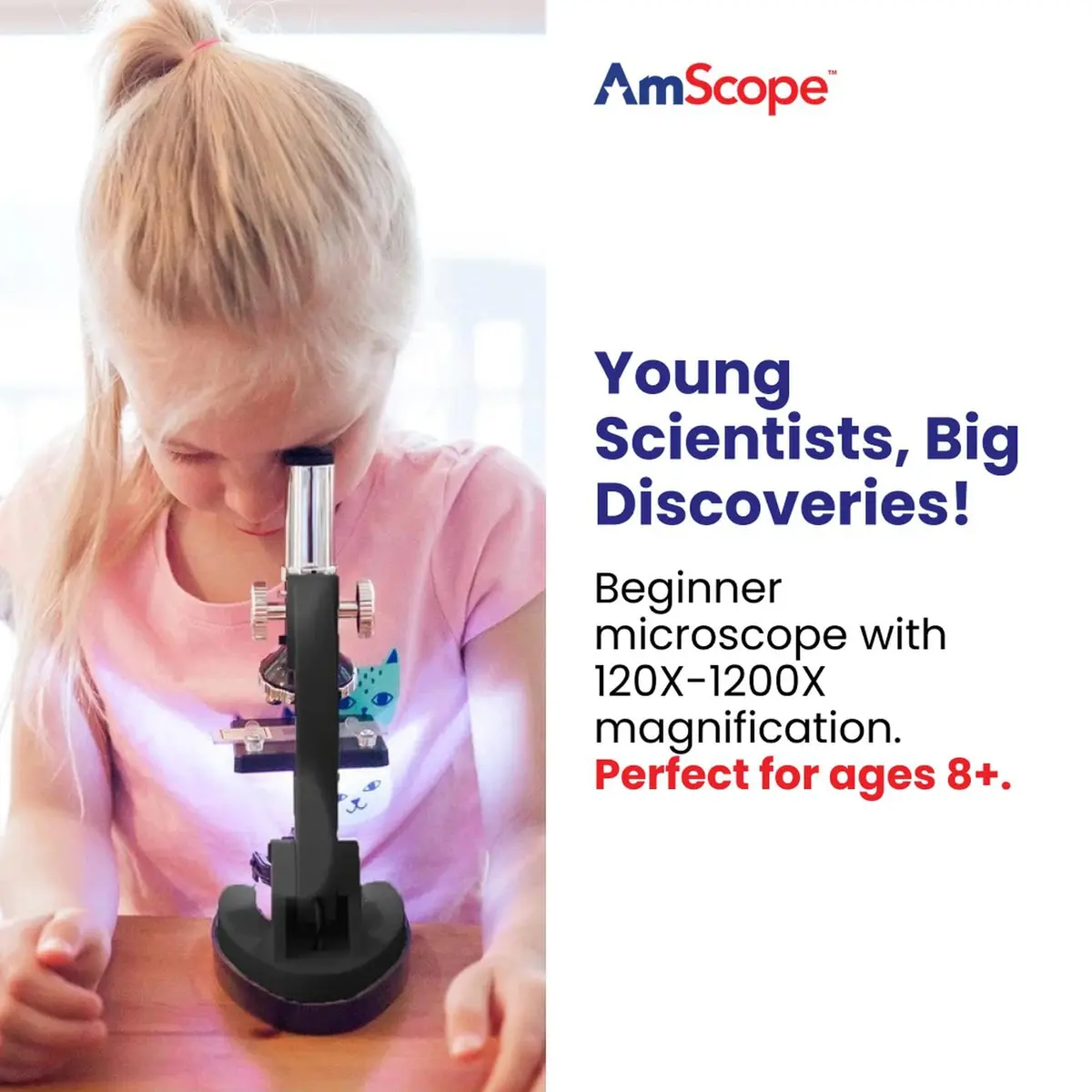 AmScope M30-ABS-KT51 STEM Microscope Kit, Monocular, Black | 120X to 1200X Magnification for Kids - view 2