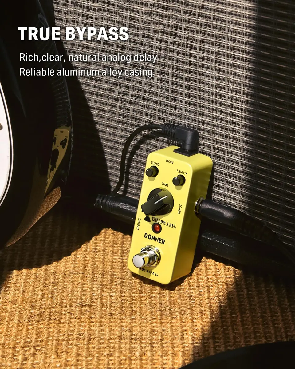 Donner Guitar Delay Pedal Yellow Fall | Vintage Analog Delay, True Bypass, Compact 9V Effect Pedal - view 5