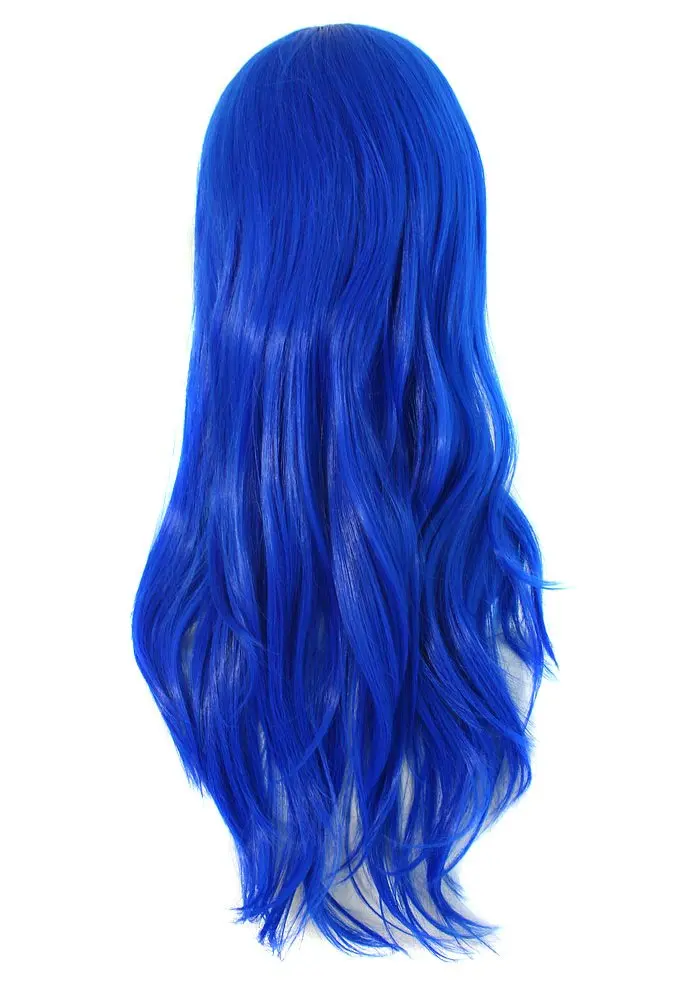 MapofBeauty 28" Curly Hair Ends Costume Wig Navy Blue | Long, Heat-Resistant Synthetic - view 2