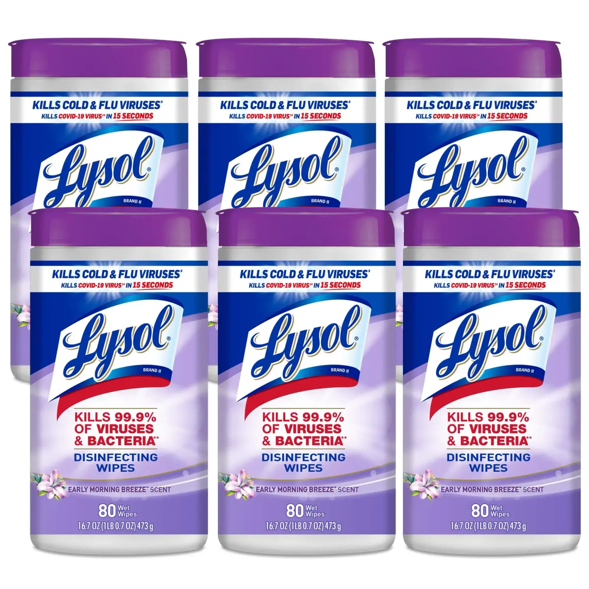 Lysol Disinfectant Wipes, Multi-Surface Antibacterial Cleaning Wipes, 480 Count (Pack of 6) | Kills 99.9% of Viruses & Bacteria - main product image
