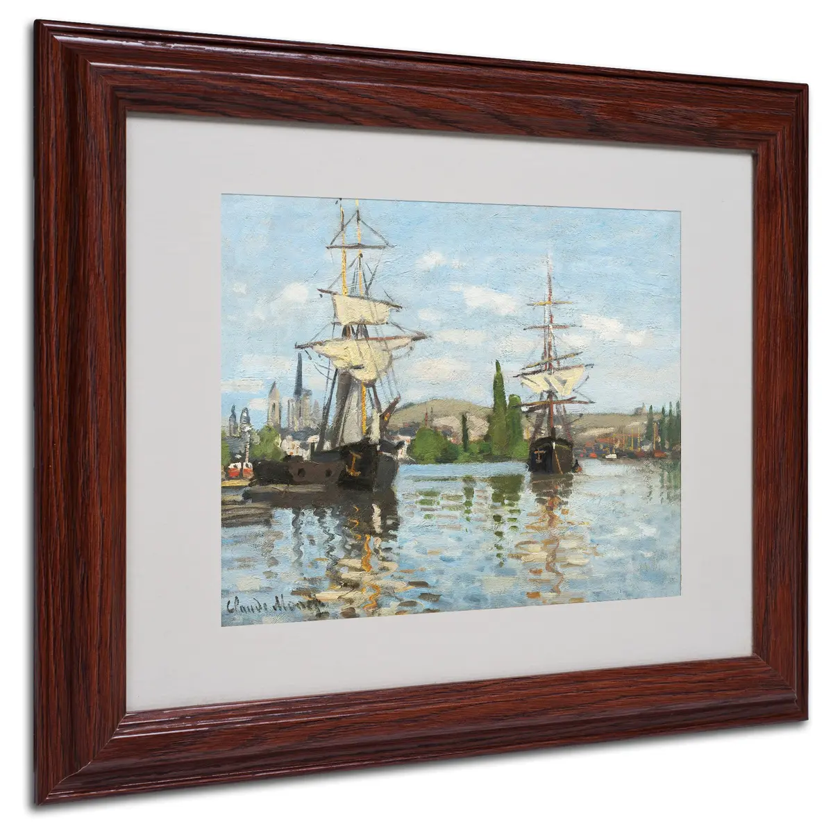 Trademark Fine Art Ships Riding on The Seine Canvas Wall Art 11x14-Inch | Claude Monet Impressionist Landscape - main product image