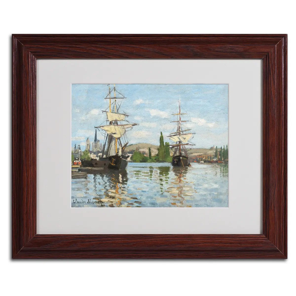Trademark Fine Art Ships Riding on The Seine Canvas Wall Art 11x14-Inch | Claude Monet Impressionist Landscape - view 2