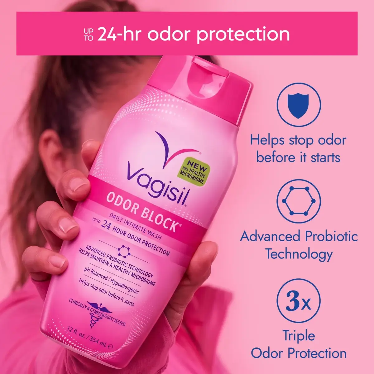 Vagisil Odor Block Feminine Wash for Intimate Area Hygiene 355ml (12 Fl Oz) | Gynecologist Tested - view 2