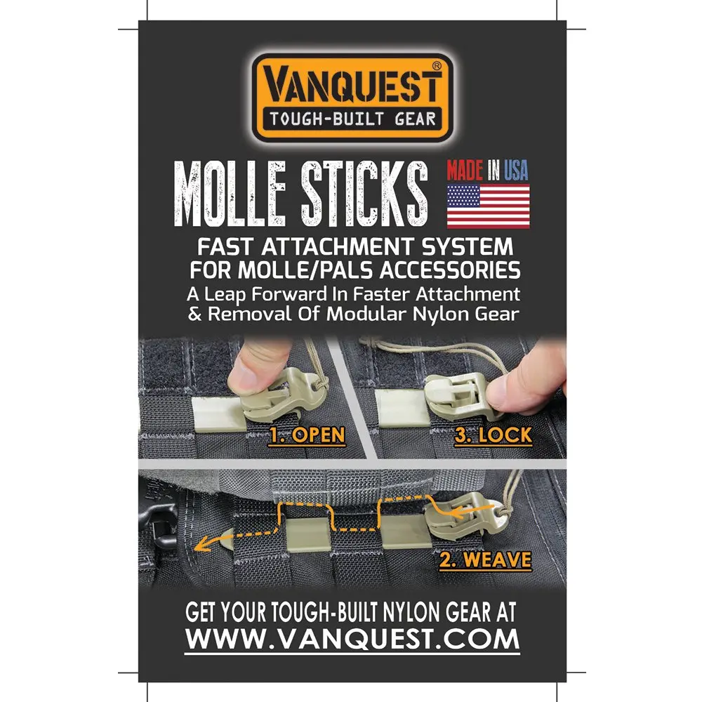 VANQUEST 5" MOLLE Sticks (4 Pack) Wolf Gray | Quick-Release PALS Webbing Attachments - view 3