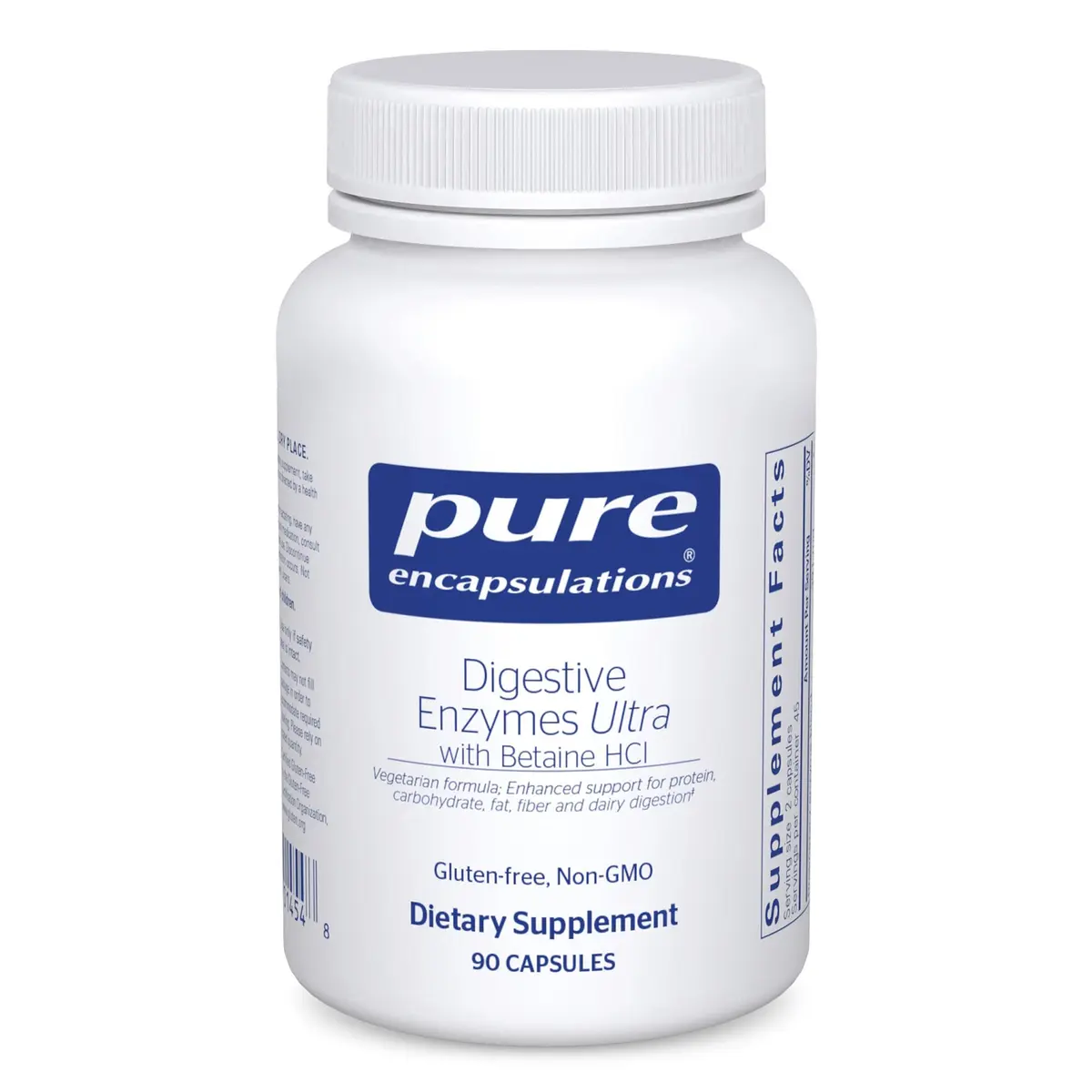 Pure Encapsulations Digestive Enzymes Ultra with Betaine HCl 90 Capsules | Supports Protein, Carb, Fiber, Dairy Digestion - main product image