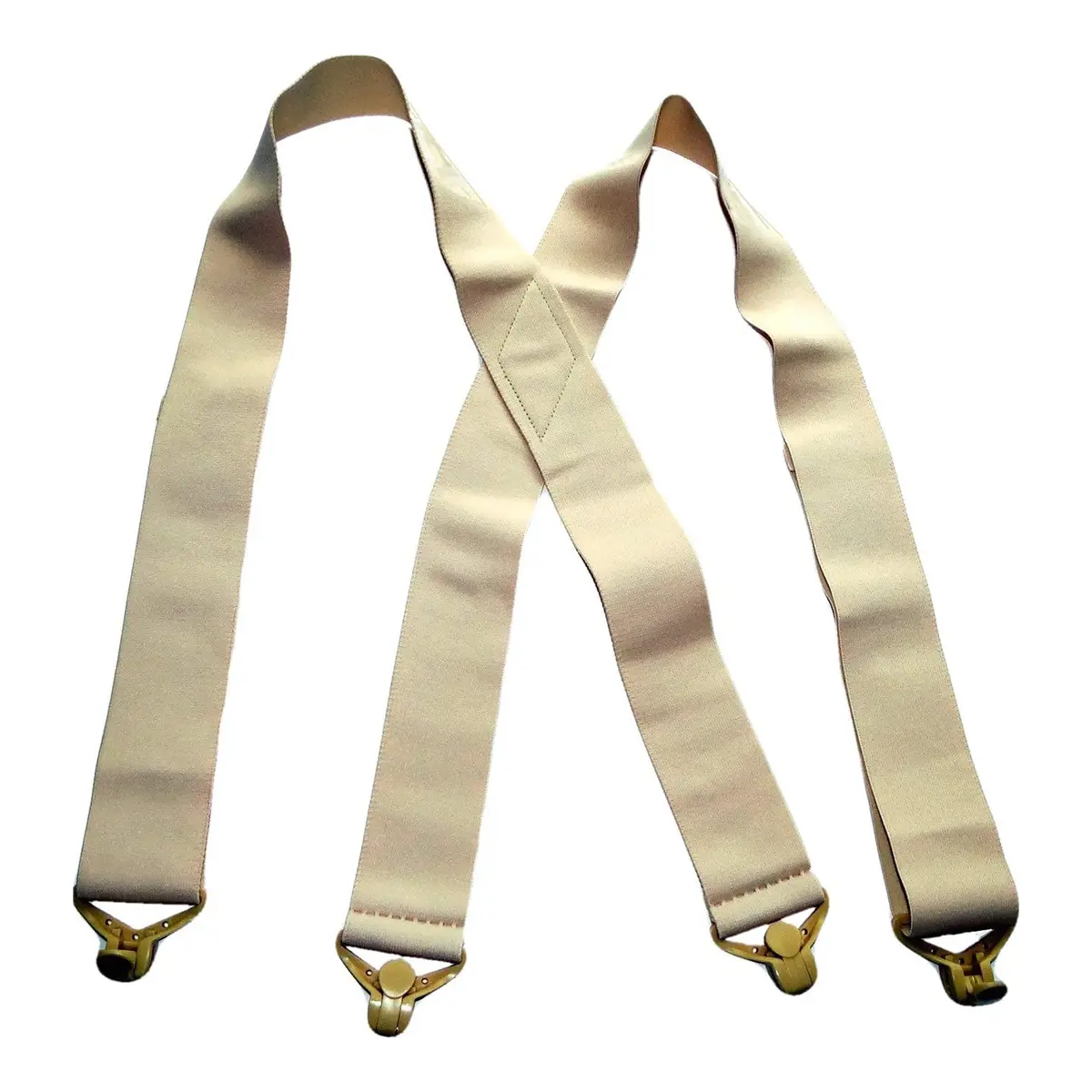 Hold-Up Tan 2-Inch X-Back Under-Ups Suspenders with Gripper Clasps - main product image