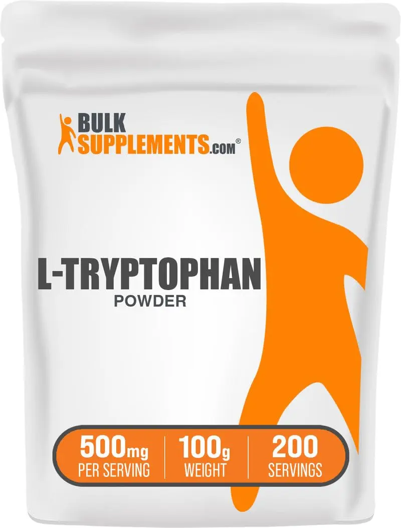 BulkSupplements L-Tryptophan Powder 500mg | Gluten Free, 100g | Supports Sleep & Mood - main product image