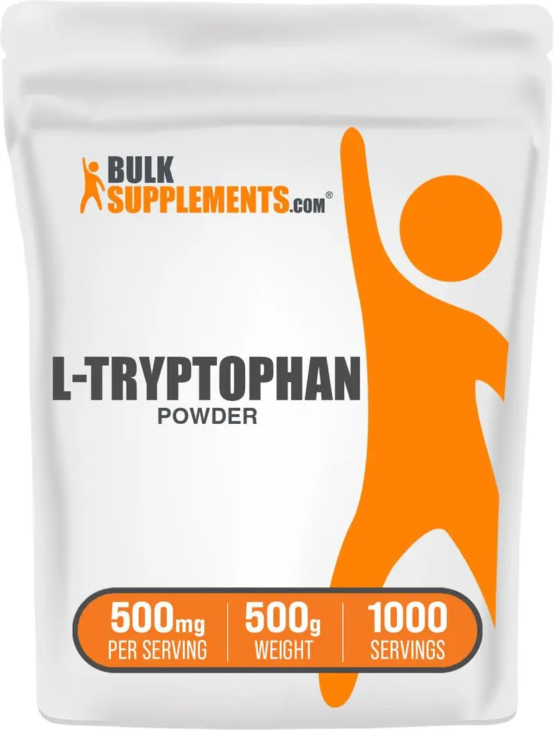 BulkSupplements L-Tryptophan Powder 500mg | Gluten Free, 500g (1.1 lbs) | Supports Sleep & Mood - main product image
