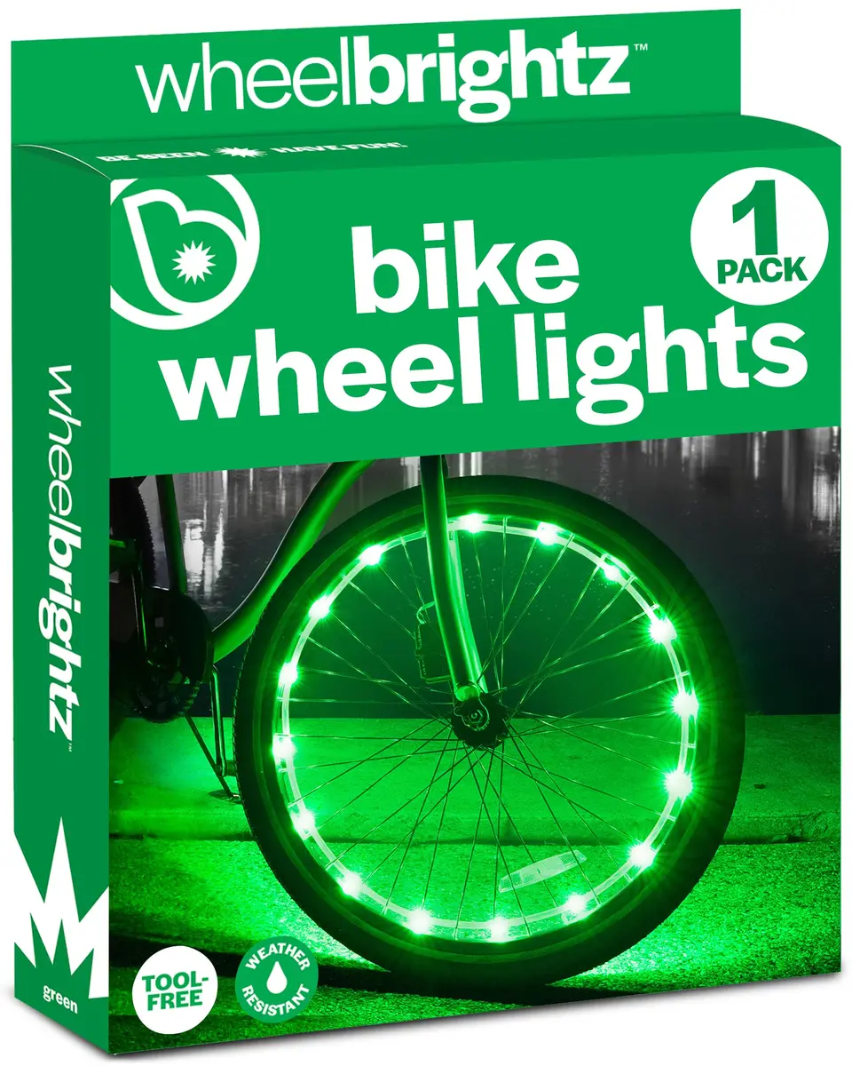 Brightz Wheel Brightz LED Bicycle Accessory Light (for 1 Wheel), Green | Bright, Safe & Durable Night Ride Accessory - main product image