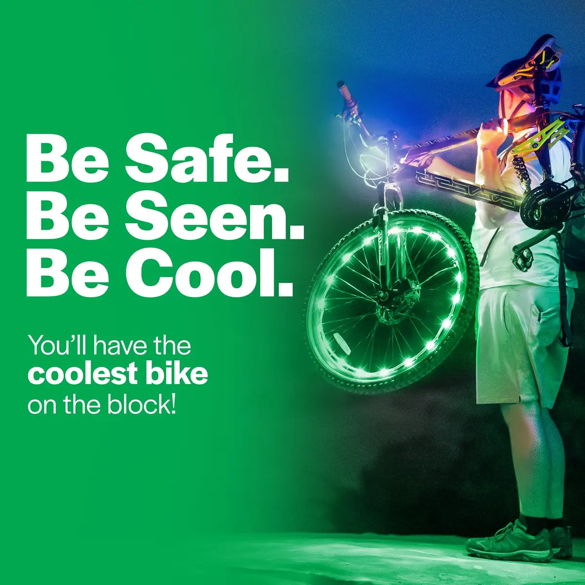 Brightz Wheel Brightz LED Bicycle Accessory Light (for 1 Wheel), Green | Bright, Safe & Durable Night Ride Accessory - view 3