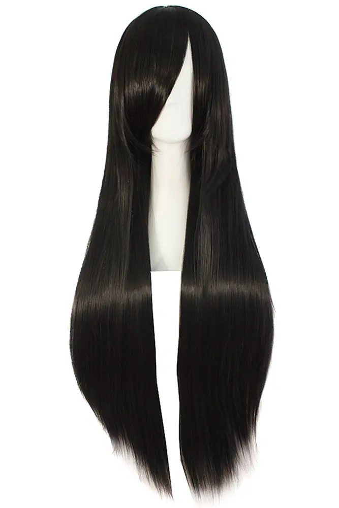 MapofBeauty Black Anime Cosplay Wig | 80cm (32 Inch) Long Straight Heat Resistant Synthetic Fiber - main product image