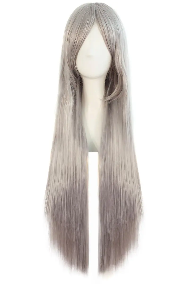 MapofBeauty 32 Inch Long Straight Anime Costume Cosplay Wig, Gray | Heat-Resistant Synthetic Hair for Cosplay & Costume Events - main product image