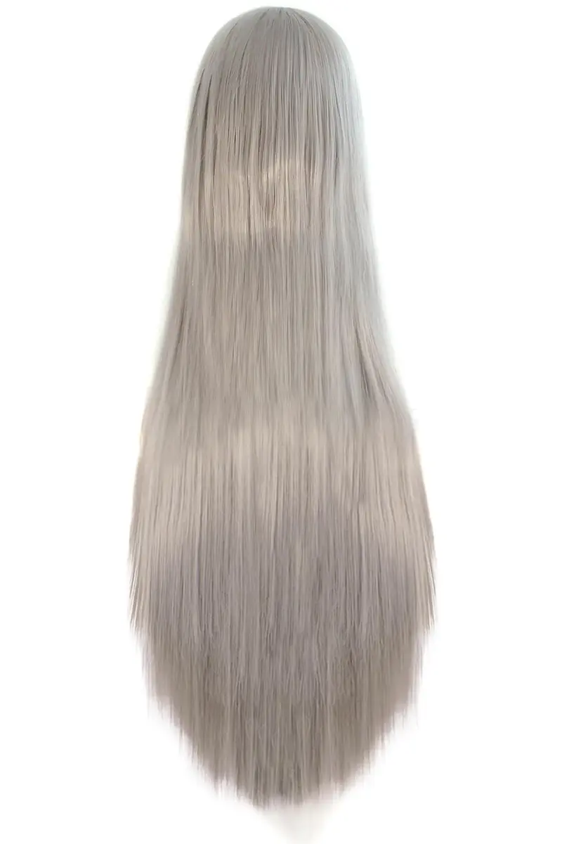 MapofBeauty 32 Inch Long Straight Anime Costume Cosplay Wig, Gray | Heat-Resistant Synthetic Hair for Cosplay & Costume Events - view 2