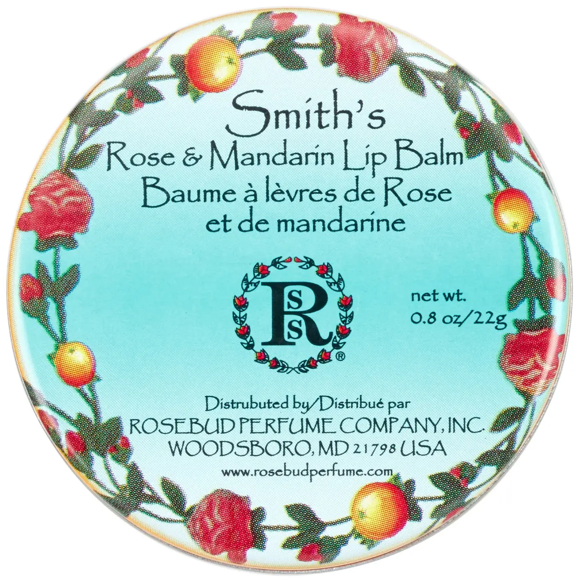 Rosebud Perfume Co. Rose & Mandarin Lip Balm Tin 0.8 oz. Moisturizes & Smooths - view 2