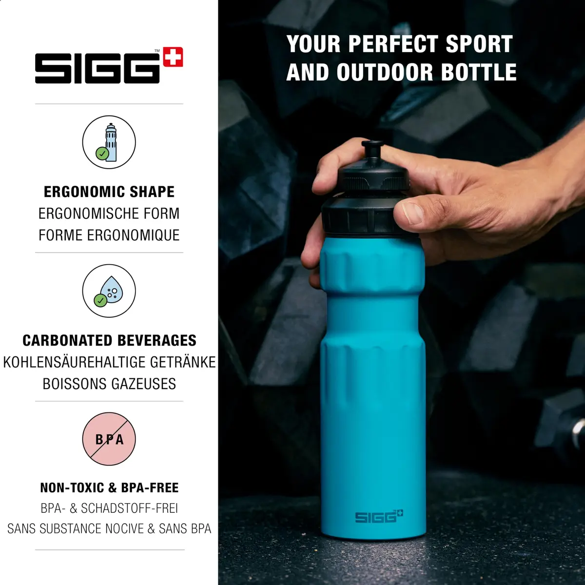 Sigg Sports Water Bottle - WMB Sports Blue | 25 Oz Lightweight Aluminum, Leakproof, BPA Free - view 3
