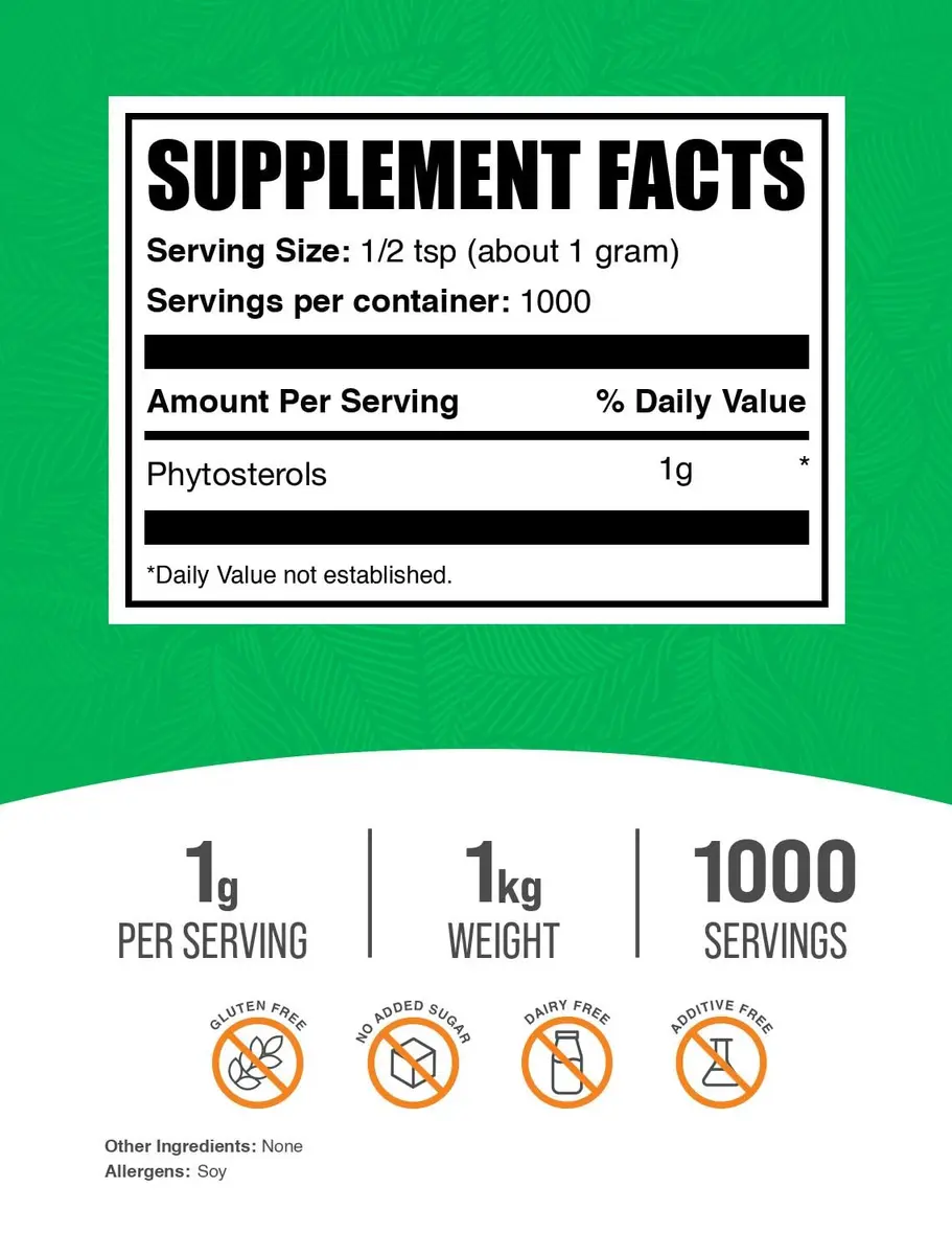 BulkSupplements Phytosterols Powder - Beta Sitosterol Supplement, Gluten Free, 1g per Serving, 1kg (2.2 lbs) - view 2