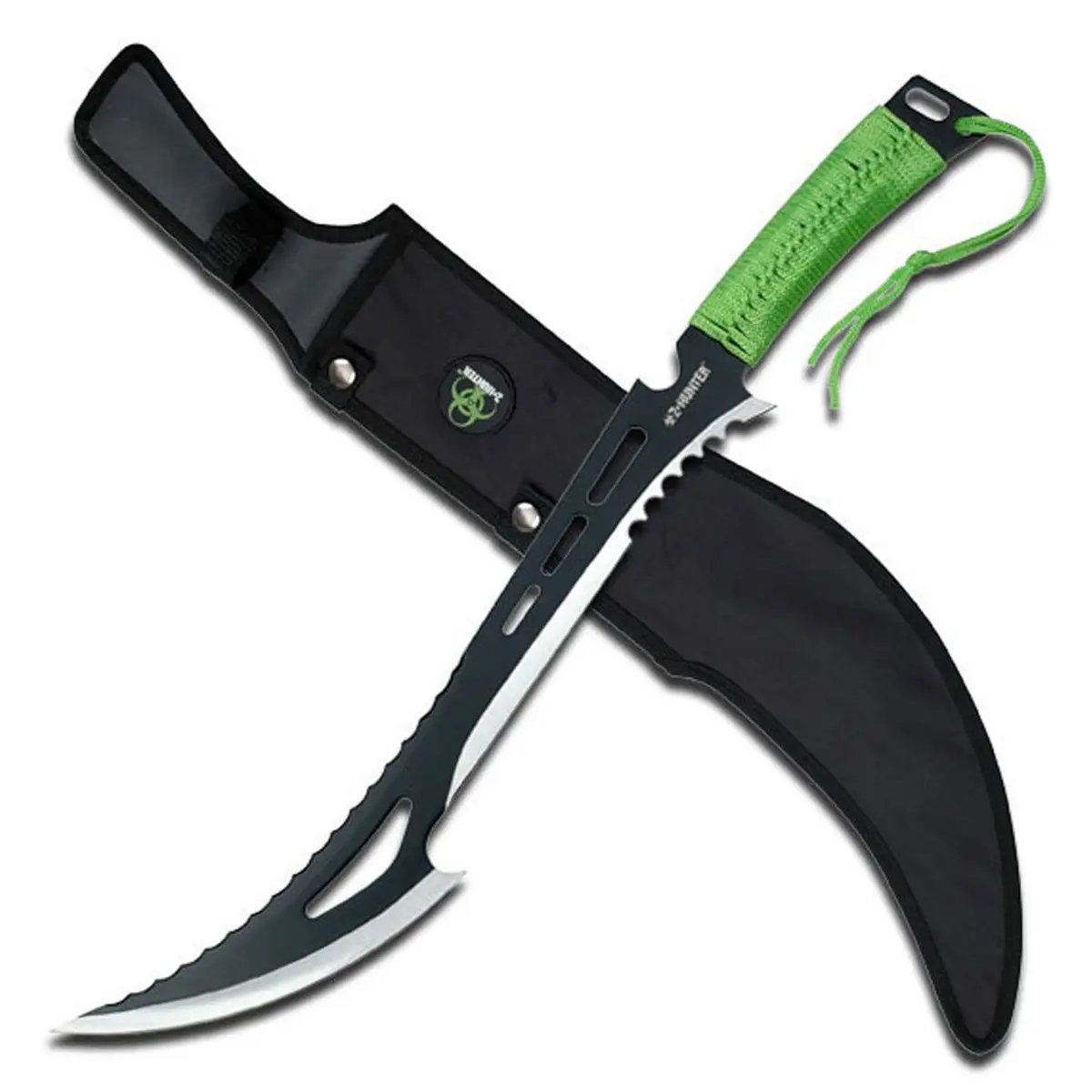 Z-Hunter Fixed Blade Machete 23.75in | Full Tang Stainless Steel, Green Cord Handle - main product image