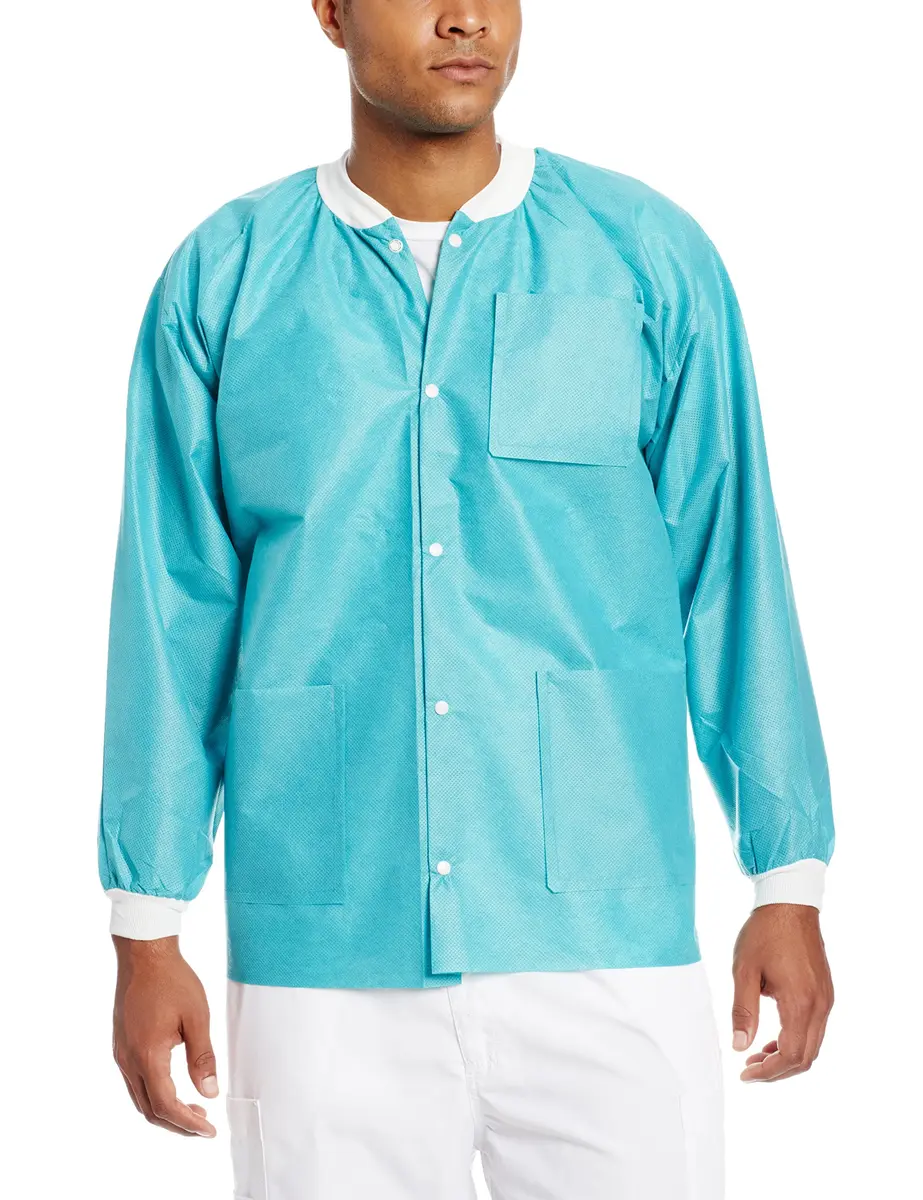 VALUMAX Extra-Safe Wrinkle-Free Disposable SMS Jacket 2XL | Noble Look, Teal, Pack of 10 - main product image