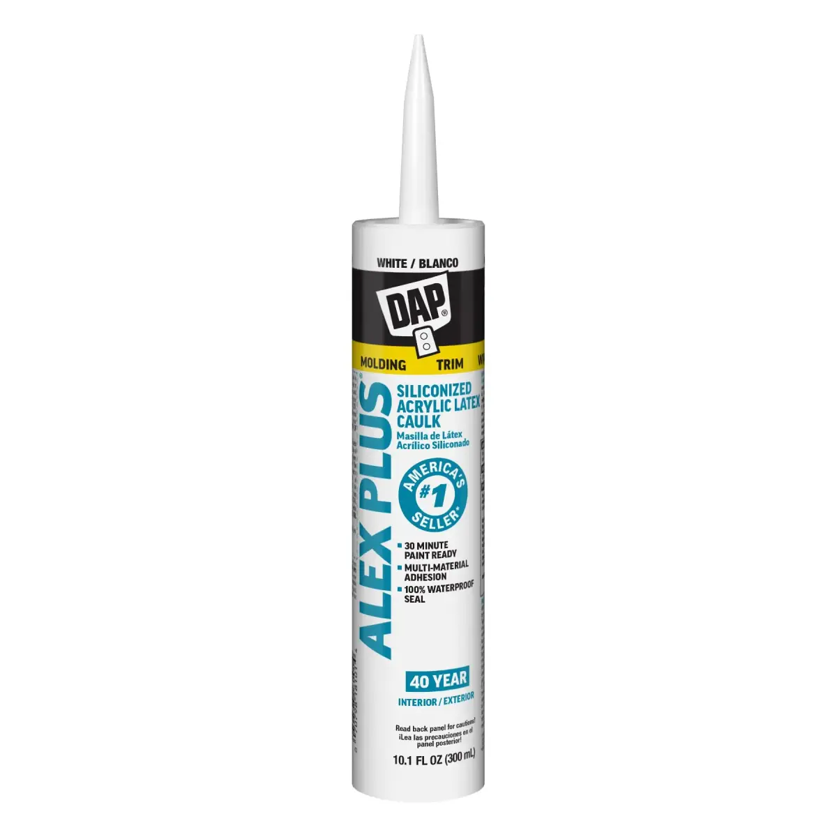 DAP Alex Plus Acrylic Latex Caulk with Silicone, White, 20.2 fl oz (2-Pack) | Fire Barrier Sealant for Interior/Exterior Use - main product image
